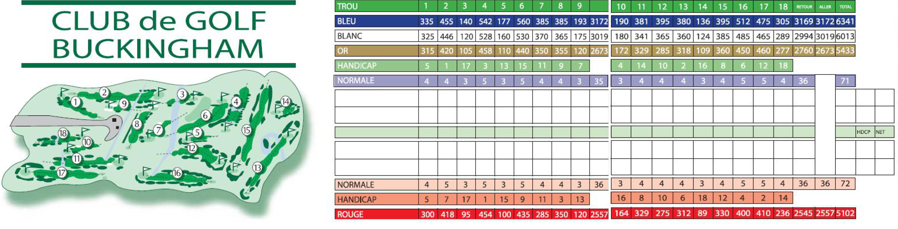 club de golf buckingham score card _ golf software